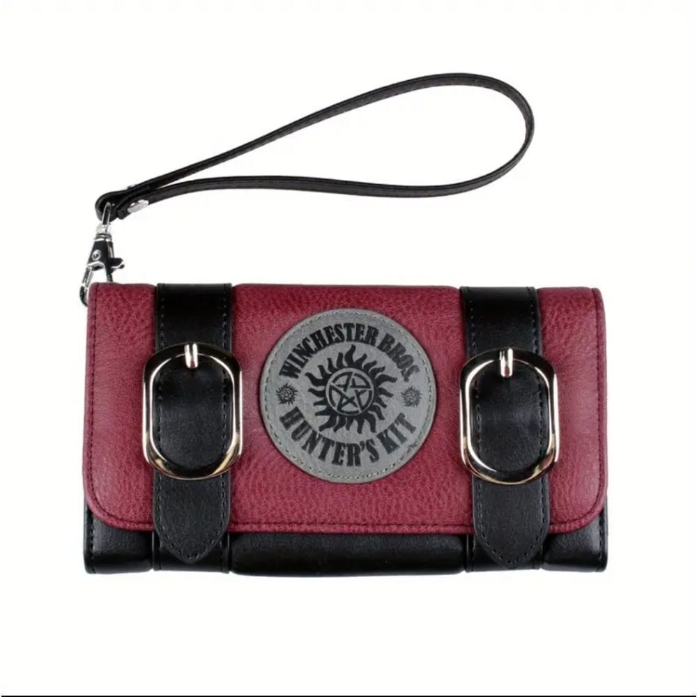 Supernatural Black and Maroon Pentagram Clutch Wallet Wristlet